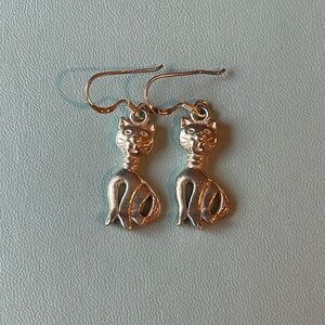 Vintage Sterling Silver 925 Dangling Cat Earrings